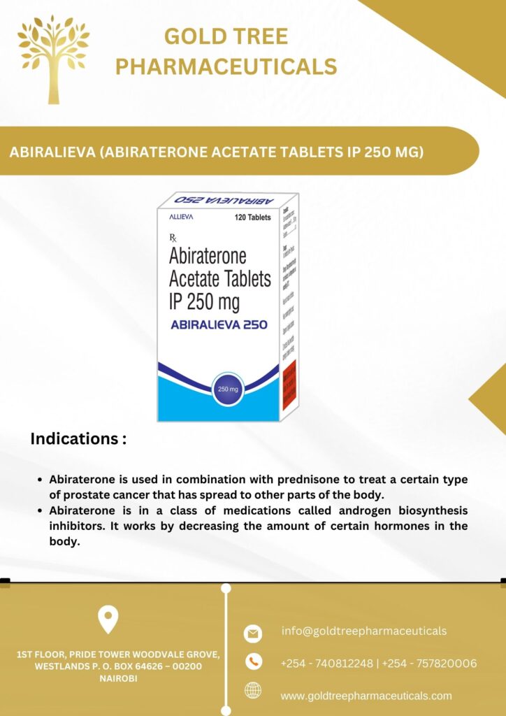 ABIRALIEVA (ABIRATERONE ACETATE TABLETS IP 250 MG)