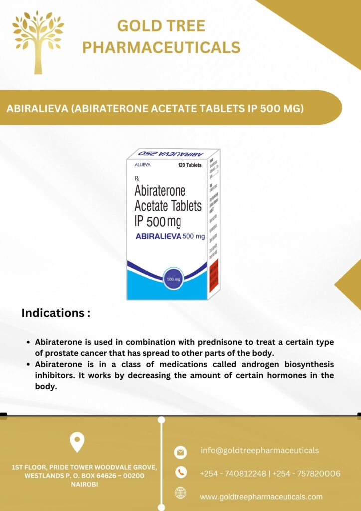 ABIRALIEVA (ABIRATERONE ACETATE TABLETS IP 500 MG)